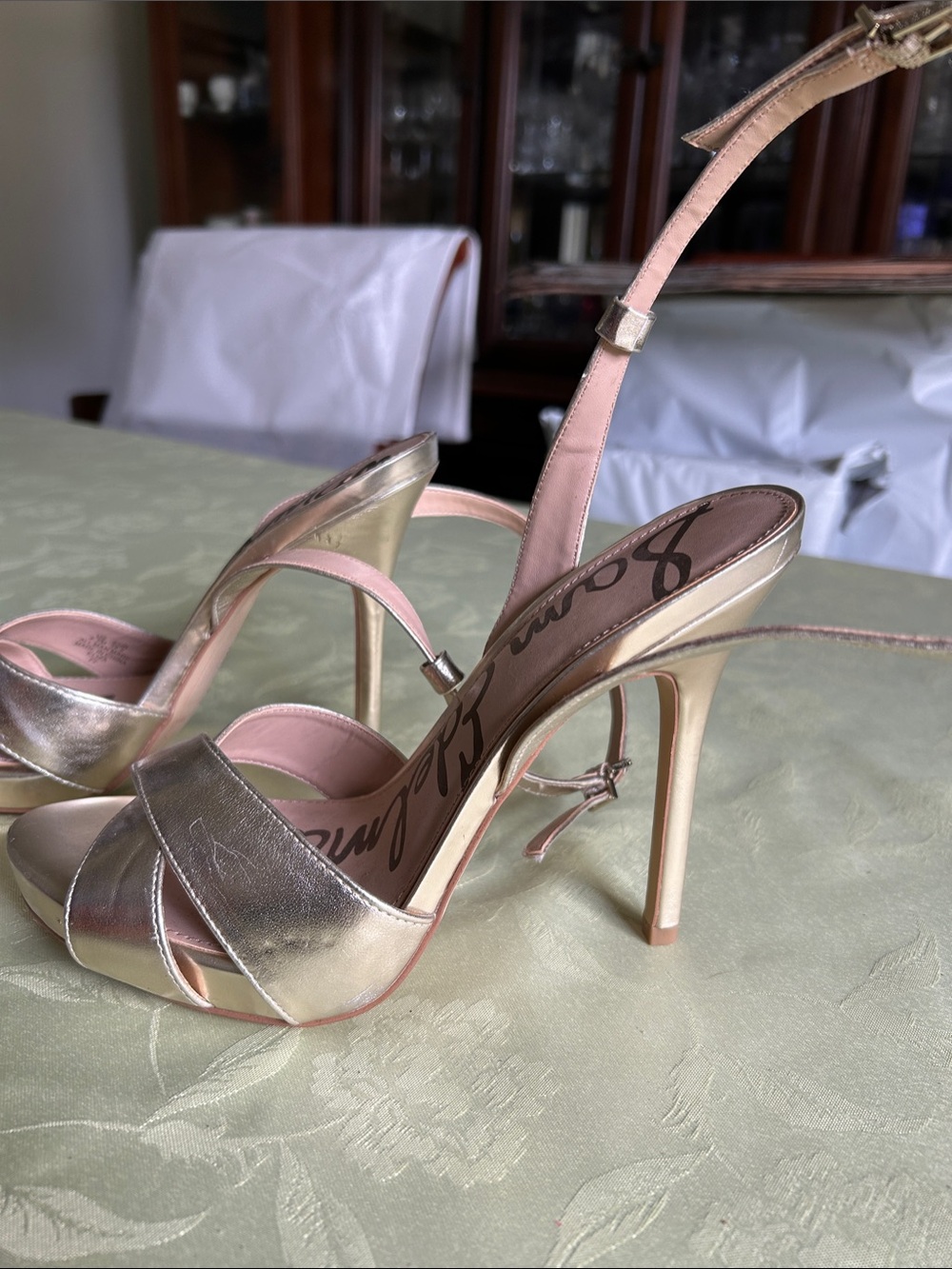 Sam Edelman Gold Metallic Strappy Stiletto Sandals